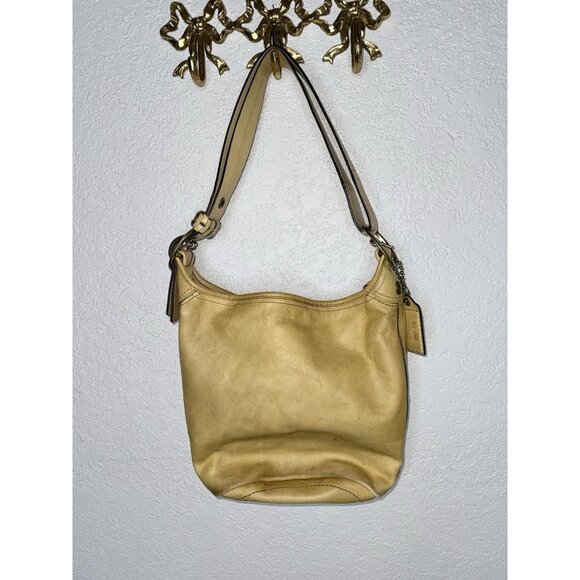 Coach Beige Vintage Bucket Bag K0769-11422 Thick Strap Tan Yellow Y2K - Picture 6 of 9